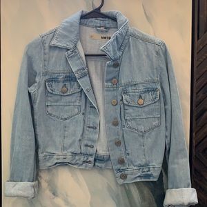 Light Blue Cropped Cotton Jacket from Topshop
